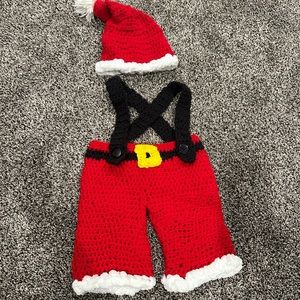 Handmade crocheted baby Santa suspenders